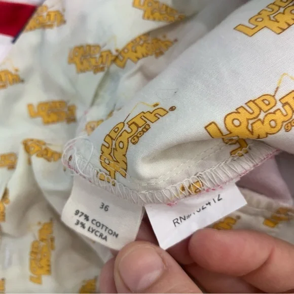 Loud Mouth Shorts Mens 36 Red Blue Chino Patriotic Flag Casual Golf pockets - Picture 3 of 11